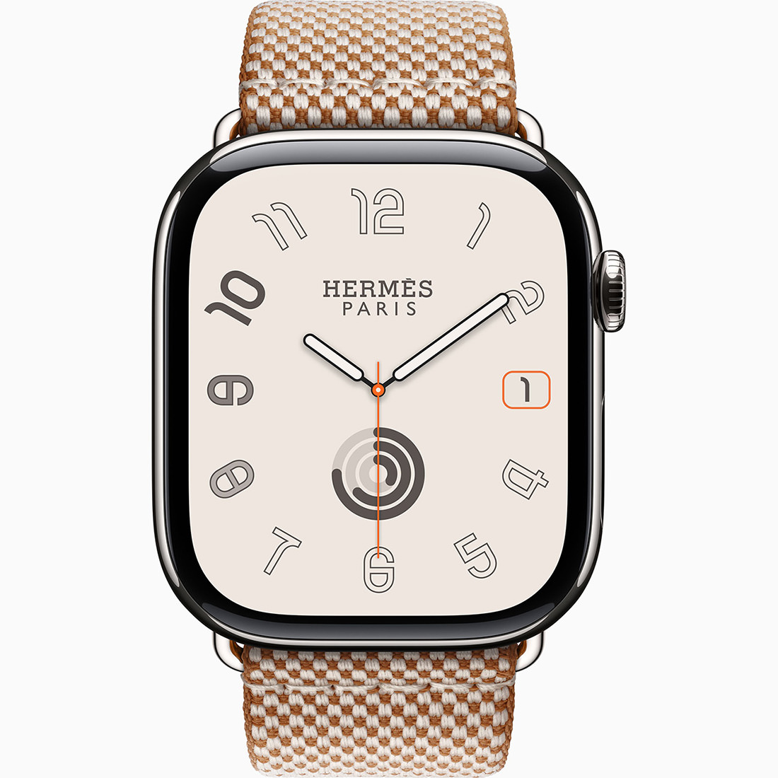 Apple Watch Hermès Series 11, silver titanium case with Hermès Toile H Single Tour strap (Issue 1) 1