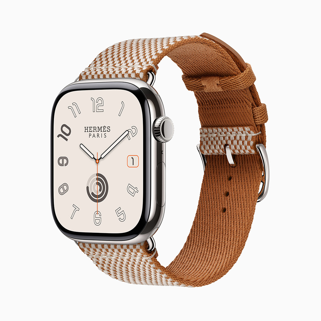 Apple Watch Hermès Series 11, silver titanium case with Hermès Toile H Single Tour strap (Issue 1) 2